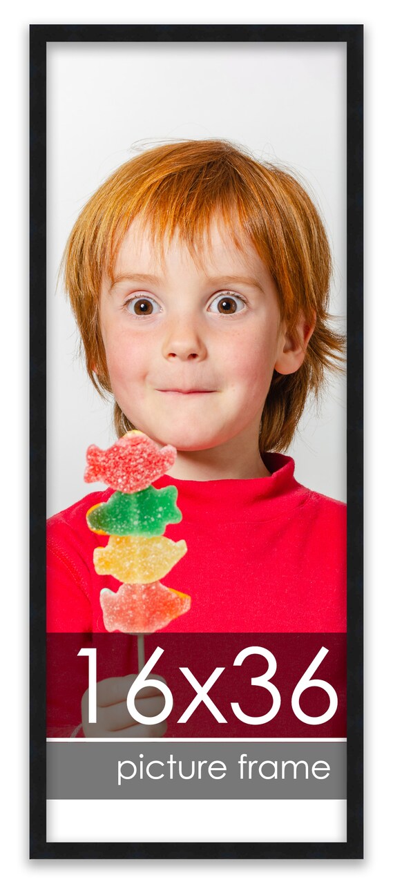 16x36 Solid Wood Picture Frame with UV-Resistant Acrylic & Acid-Free Backing, Available in 6 Finishes: Matte Black, Matte White, Metallic Bronze, Silver, Natural Wood Grain & Mahogany